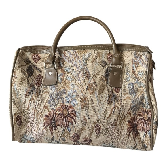 Jordache Travel Bag & Train Case Set Floral Tapestry Print Vintage Luggage - Picture 4 of 13